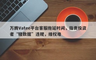 万腾Vatee平台客服拖延时间，指责投资者“赌数据”违规，维权难