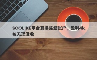 SOOLIKE平台直接冻结账户，盈利4k被无理没收