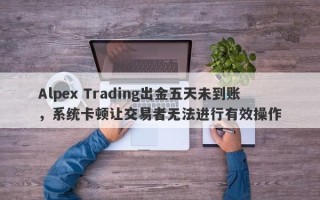 Alpex Trading出金五天未到账，系统卡顿让交易者无法进行有效操作