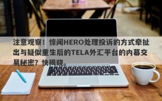 注意观察！惊闻HERO处理投诉的方式牵扯出与疑似重生后的TELA外汇平台的内幕交易秘密？快揭晓。