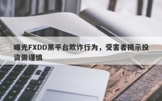 曝光FXDD黑平台欺诈行为，受害者揭示投资需谨慎