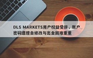 DLS MARKETS用户权益受损，账户密码遭擅自修改与出金困难重重