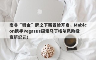 南非“镀金”牌之下新冒险开启，Mabicon携手Pegasus探索马丁格尔风险投资新纪元！