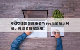 GKFX捷凯金融更名Trive后陷投诉风暴，投资者维权艰难