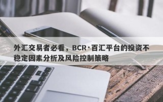 外汇交易者必看，BCR·百汇平台的投资不稳定因素分析及风险控制策略