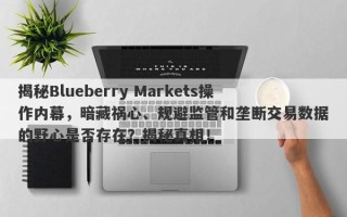 揭秘Blueberry Markets操作内幕，暗藏祸心、规避监管和垄断交易数据的野心是否存在？揭秘真相！