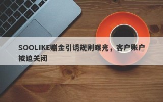 SOOLIKE赠金引诱规则曝光，客户账户被迫关闭