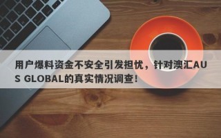 用户爆料资金不安全引发担忧，针对澳汇AUS GLOBAL的真实情况调查！