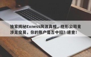 独家揭秘Exness风波真相，隐形公司竟涉足交易，你的账户是否中招？速查！