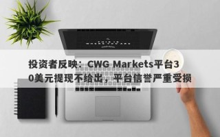 投资者反映：CWG Markets平台30美元提现不给出，平台信誉严重受损