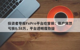 投资者举报FxPro平台吃客损：账户突然亏损8.38万，平台透明度存疑