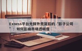 Exness平台光鲜外壳背后的“影子公司”：如何影响市场透明度