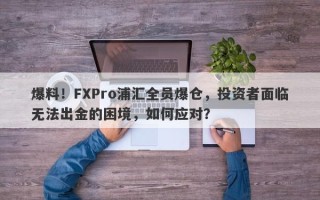 爆料！FXPro浦汇全员爆仓，投资者面临无法出金的困境，如何应对？